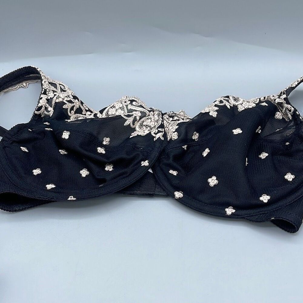 Bali 38D semi sheer underwire embroidered bra.